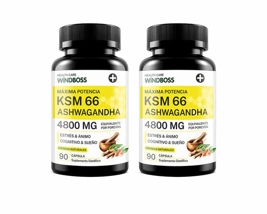 Windboss - Ashwagandha KSM - 66: Potencia Ultra (4800 mg por porción) - Ojoconeltrend.com