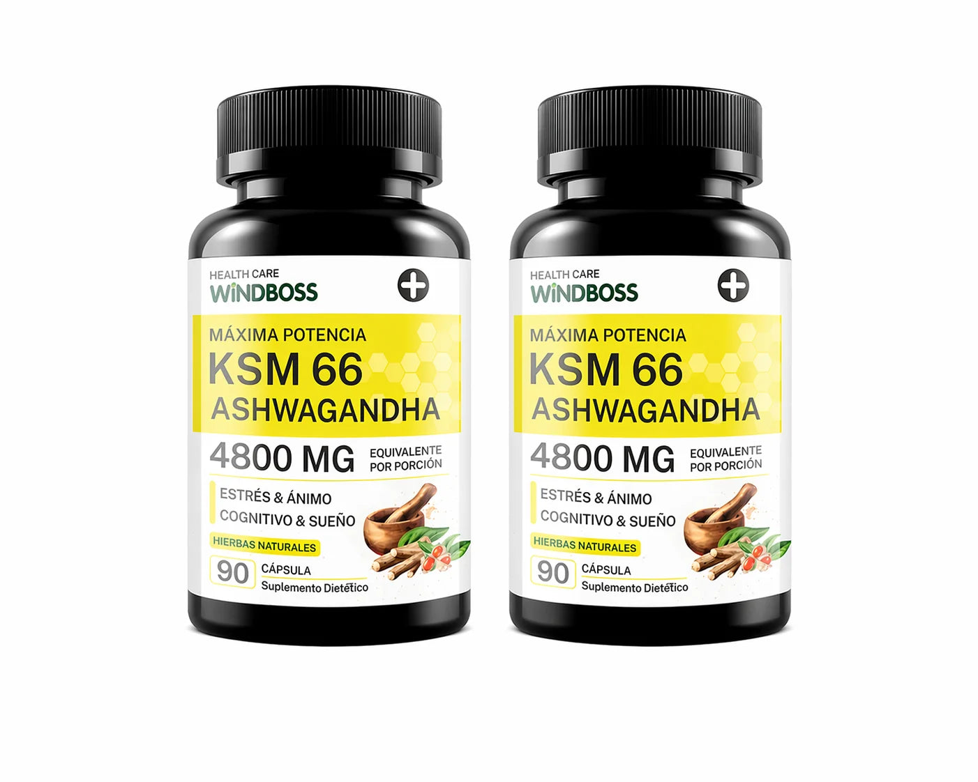 Windboss - Ashwagandha KSM-66: Potencia Ultra (4800 mg por porción)