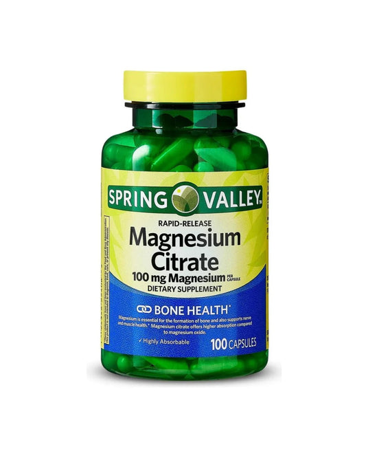 Spring Valley Citrato De Magnesio 100 capsulas - Ojoconeltrend.com