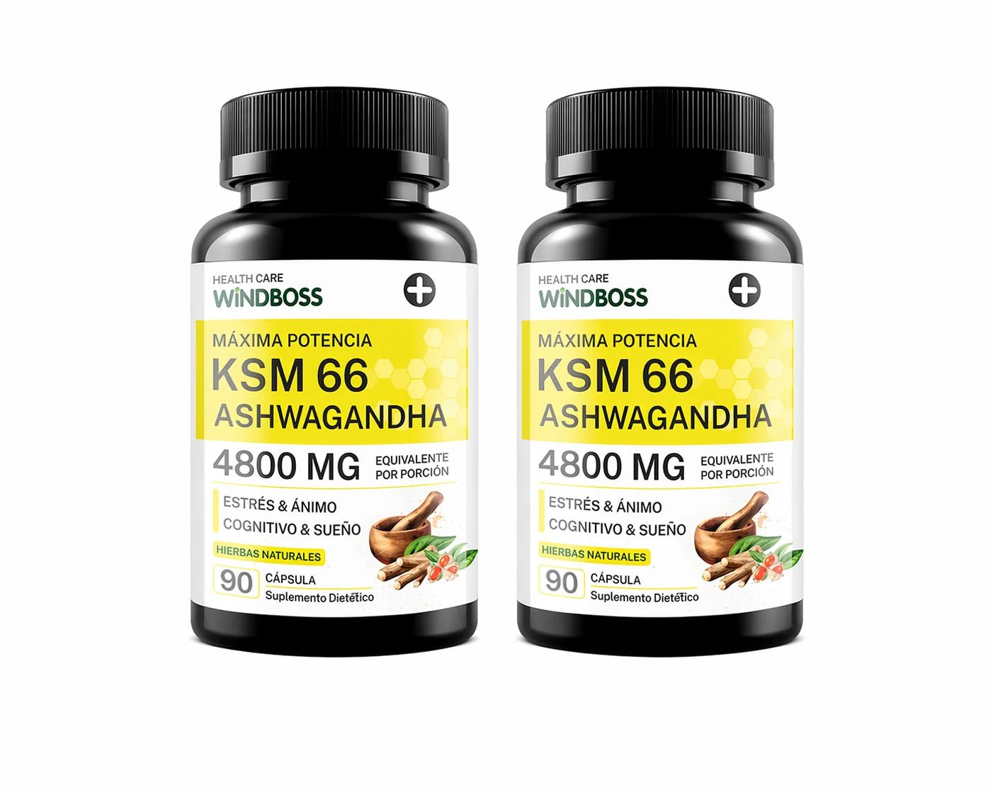 Windboss - Ashwagandha KSM - 66: Potencia Ultra (4800 mg por porción) - Ojoconeltrend.com